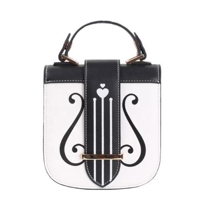 China High Quality Custom Leather Violin Waterproof PU Silk Print Tote Bag For Women Lolita Bag Chain Shoulder Bag for sale