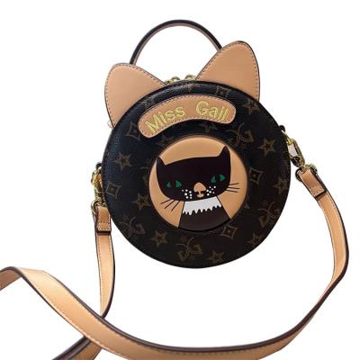 China High Quality Custom Made Waterproof PU Leather Screen Printing Cat Pattern Shoulder Messenger Bag For Women for sale