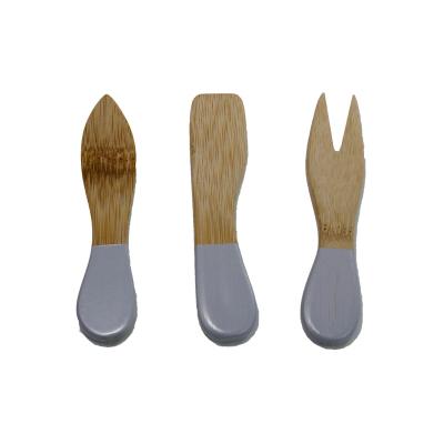 China Sustainable Painting Bamboo Cheese Knives Set Bamboo Painting Utensil Set Bamboo Cutlery Set for sale