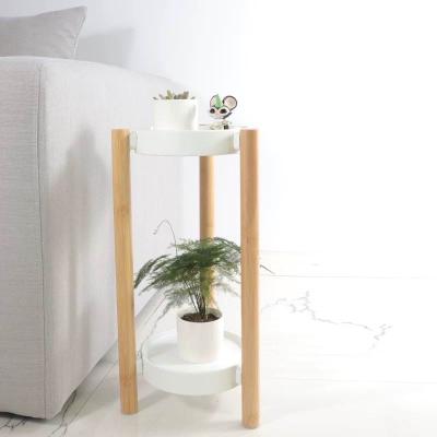 China Eco-Friendly Modern Bamboo Plant Stand 2 Tier Flower Stand Flower Stand Bamboo Plant Stand Eco-Friendly Pot for sale