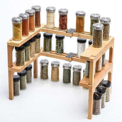 China 2 Tier High Capacity Sustainable Expandable Bamboo Spice Rack For Buffet for sale