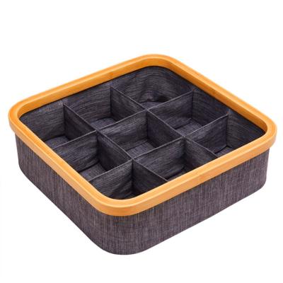 China Viable Factory Wholesale Rim Oxford Cloth Underwear Storage Foldable Bamboo Box for sale