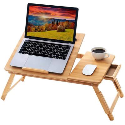 China Foldable multifunctional adjustable bamboo laptop bed floding table with drawer for sale