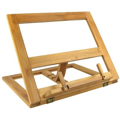 China 4 Angle Adjustment Easy Foldable Folding Natural Bamboo Book Reading Stand for sale