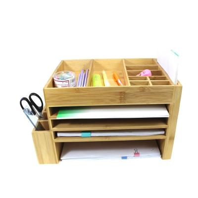 China Eco-Friendly Bamboo Document Tray Bamboo Office File Folder Desk Organizer for sale