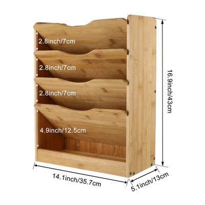 China Eco-friendly 5 Tier Natural Bamboo Wall Handing File Rack Organizer for Office Home Original Bamboo Organizer for sale