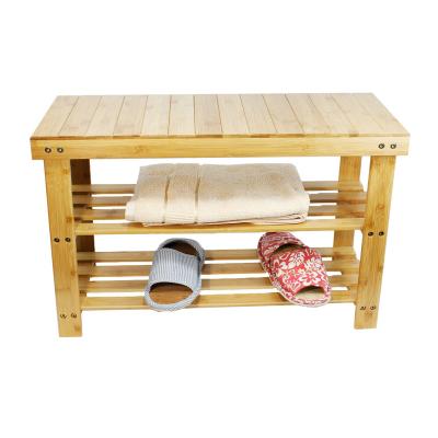 China Factory Direct Multi-Layer Bamboo Shoe Rack Bamboo Storage Bench Shoe Rack for sale