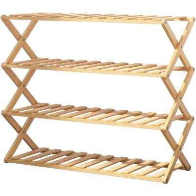 China 4 Tier Adjustable Free Installation Folding Bamboo Shoe Display Storage Rack (Other) For Home for sale