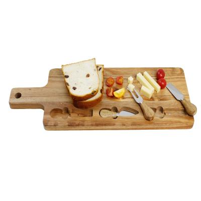 China Sustainable Rectangle Acacia Wooden Cheese Board With Knife Set Food Serving Chopper for sale