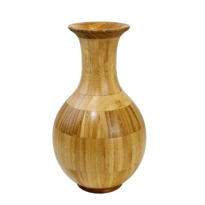 China Eco-friendly Hand Carved Home Decoration Bamboo Vases Round Bamboo Cup Vase and Flower Vase Desktop for sale