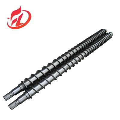 China 65mm Screw Diameter 38CrMoAl Nitriding Conical Twin Double Screw for Pet Fish Snacks Food for sale