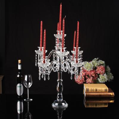 China High End Morden 5am Candle Holder Candelabra Centerpieces Crystal Wedding For Candelabra Wedding Decoration for sale