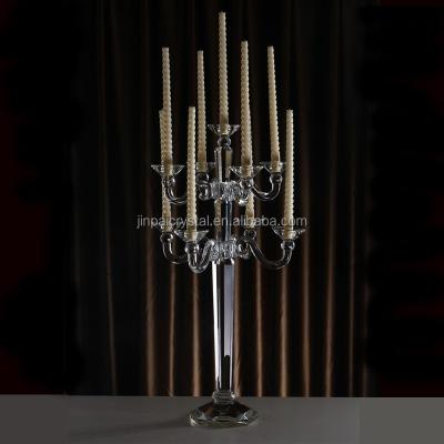 China Europe wedding candelabra 9 branch crystal candle holder wholesale for wedding event decoration for sale