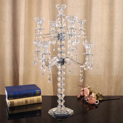 China Wholesale Europen Cheap Small 9am Crystal Candelabras On Sale Wedding Table Centerpiece Decor for sale