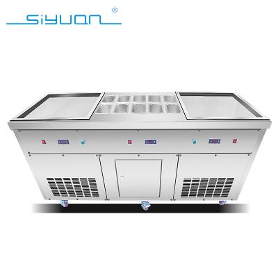 China Double Pan Stainless Steel Commercial Supply Good Quality Ice Cream Rolls Fried Ice Cream Machine for sale