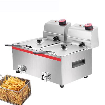 China Commercial Sale 6l Stainless Steel Double Cylinder Two Electric Hot Baskets Electric Deep Fryer for sale