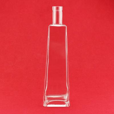 China 500ml 700ml Whiskey Customer Design Glass Bottle Transparent Narrow Top Whiskey Bottle With Cork for sale