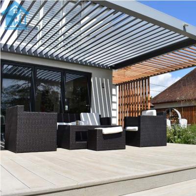 China Easily Assembled Aluminum Pergola Canopy 3 x 3M Aluminum Motorized Outdoor Remote Controlled Opening Roof Pergola for sale