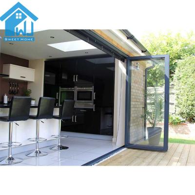 China modern double pane glass folding doors/slide and fold doors/exterior school doors for sale