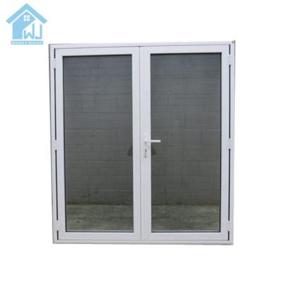 China Modern French Style Aluminum Front Double Entry Exterior Casement Door With Blinds Inside Glass Residential For Homes for sale