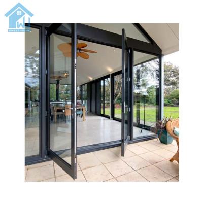 China Modern European Cheap Balcony Patio Style Aluminum Slide Front Glass French Door for sale