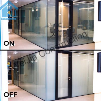 China Electrochromic modern privacy for office smart door clear to opaque pdlc film switch tempered smart glass for sale