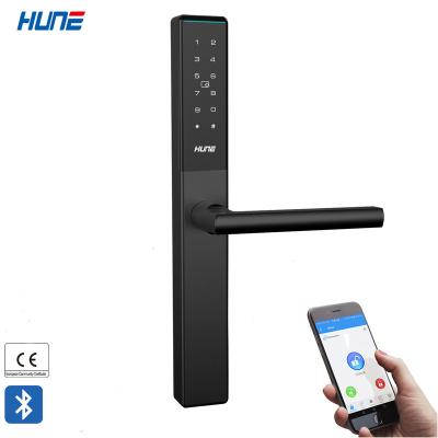 China 250 Stainless Steel Slim Blue-Tooth Phone APP Slide Handle Smart Door Lock For Hotel Apartment for sale