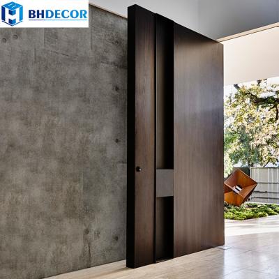 China European Design Wooden Bedroom Sound Insulation Luxury Security Front Pivot Door With Sidelights For Bedrooms for sale