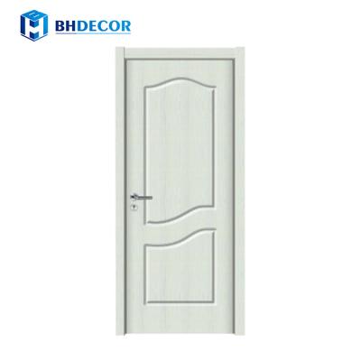 China Cheap Price Sound Insulation Front Security Metal White Flush Grain PVC Exterior Finish Wood Panel Door For Houses for sale