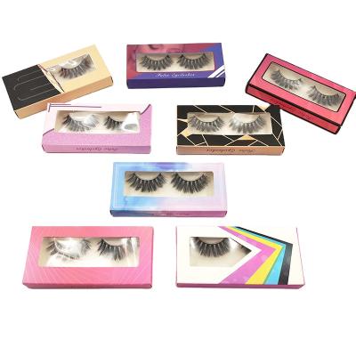 China Disposable custom empty black eyelash packing box clear eyelash packaging box PVC window eyelash packaging box full logo for sale