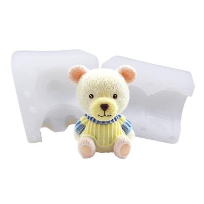 China Popular 3D Cartoon Teddy Bear Dog Shaped Ice Food Grade Coffee Silicone Molds Eco-friendly Sustainable Candle Plaster for sale