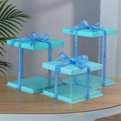 China Large Recyclable PET Transparent Cake Box Packing Transparent Log Clear Plastic Cake Box for sale