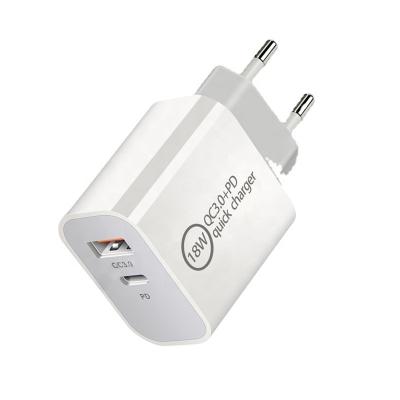 China Dual Port Mobile Phone 20W 18W USB C Power Adapter Palladium QC3.0 Fast Charging Charger for sale