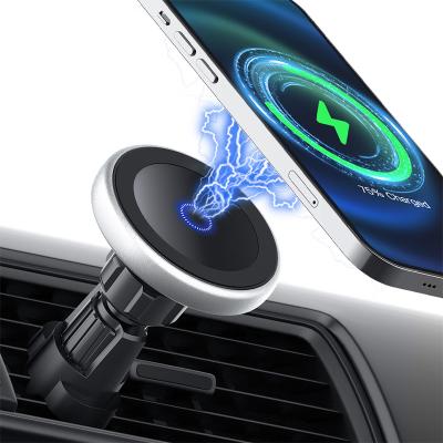 China Magnetic Car Mount Holder 15w Car Wireless Charger and Magnetic Mount Holder for iphone 12 pro max for sale