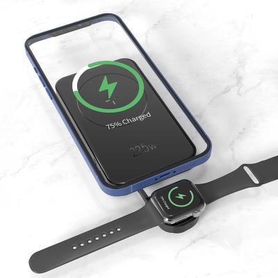 China Fast Charging Support 3 in 1 Leather Magnetic Wireless Fast Charging Charger Power Bank for iPhone 12 iWatch for sale