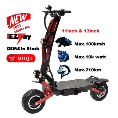 China 2021 11 Inch iEZway Unisex 13 Inch Powerful Adult Motor Dual Off Road Fat Tire 5600w Electric Scooter With Seat for sale