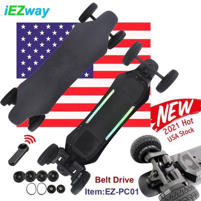 China 2021 Adult China Factory New Product iEZway Drop Boarding Off Road Double Wheel Belt Drive 4 Wheel Electric Skateboard Electronic Skate Board for sale