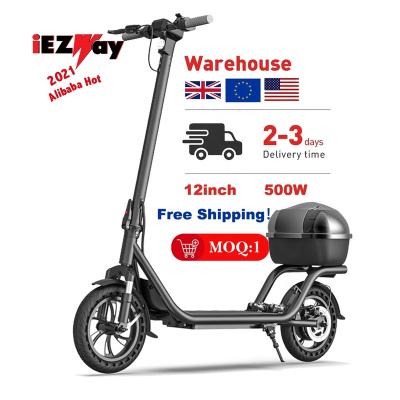 China [USA EU Stock] Unisex DDP Duty Drop Shipping 500w 48v 40-60km/h 12inch Air Tire Electric Scooter E Scooter With Rear Bag for sale