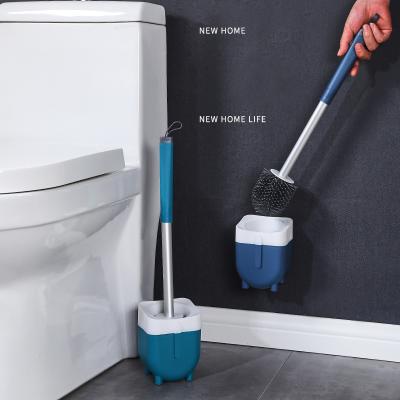 China Sustainable High Quality Wall Mounted Soft Head Silicone TPR Toilet Brush Holder Set for sale