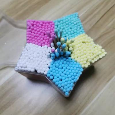 China Makeup ; Star Shape Plastic Box Packing Travel Use Ear Cleaner Cleaning Dabs Bamboo Stick White Cotton Bud for sale