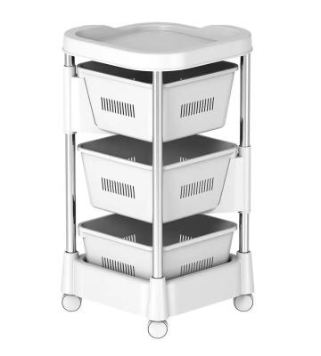 China High Quality Revolving Multi-Layer Stocked Rack Household Baskets Kitchen Storage Shelf With Wheels for sale