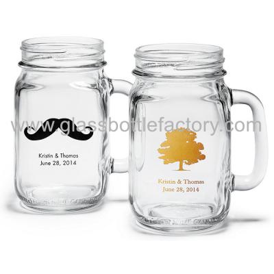 China 16oz Glass Mason Jar With Handle for sale