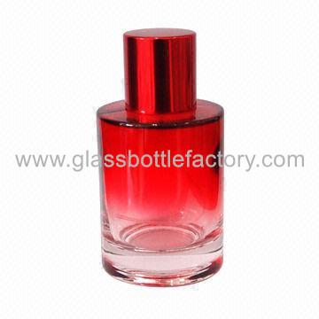 China 100ml Red Color Coating Perfume Glass Bottle With Cap for sale