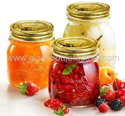 China Transparent Glass Storage Jars For Food with Gold lids for sale