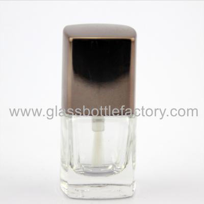 China 6ml Clear Square Glass Nail Polish Bottle With Cap and Brush for sale