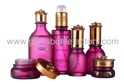 China Hot Selling Purple 145ml,45ml,30ml Glass Lotion Bottles and 15g/25g/45g Glass Cosmetic Jar for sale