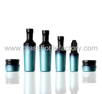 China 2015 New Model Color Painting Glass Lotion Bottles and Glass Cosmetic Jars for sale