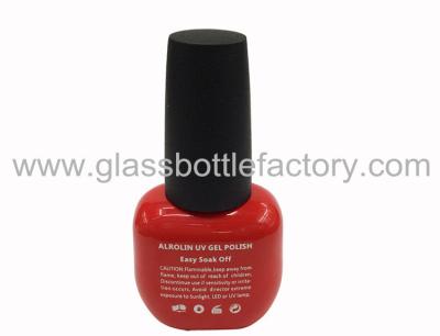 China 16ml Red Glass Nail Polish Bottle With Black Cap and Brush for sale