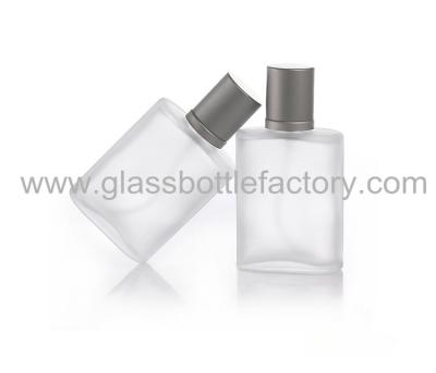 China 30ml Frost Square Glass Perfume Bottle With Silver Cap and Sprayer for sale