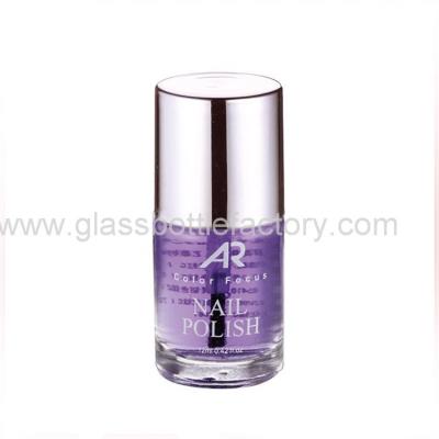 China 12ml Round Glass Nail Polish Bottle and Silver Cap for sale